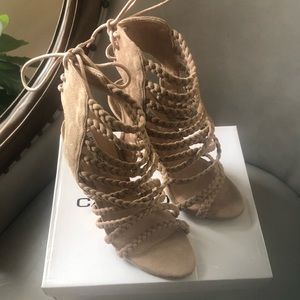 Braided scrappy open toe stiletto high heels US size 8